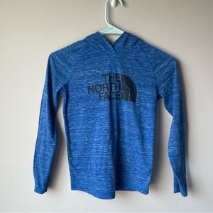 Blue North Face long sleeve hooded T-shirt